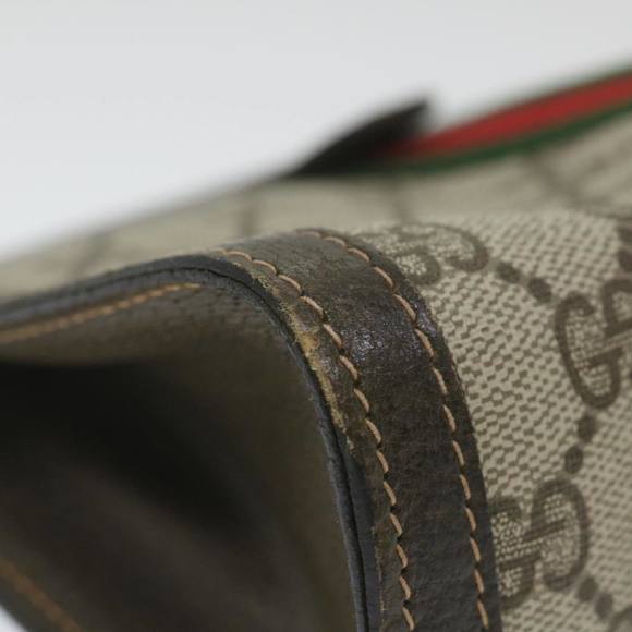 GUCCI GG Supreme Web Sherry Line Clutch Bag Beige Red 41 014 2125 23 Auth yk9483 - Picture 7 of 16